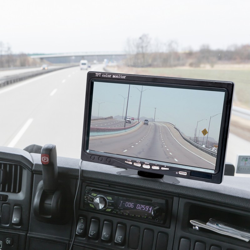 Couvací kamera v rámečku SPZ s 2 čidly a monitorem 7 palců (bezdrátová)