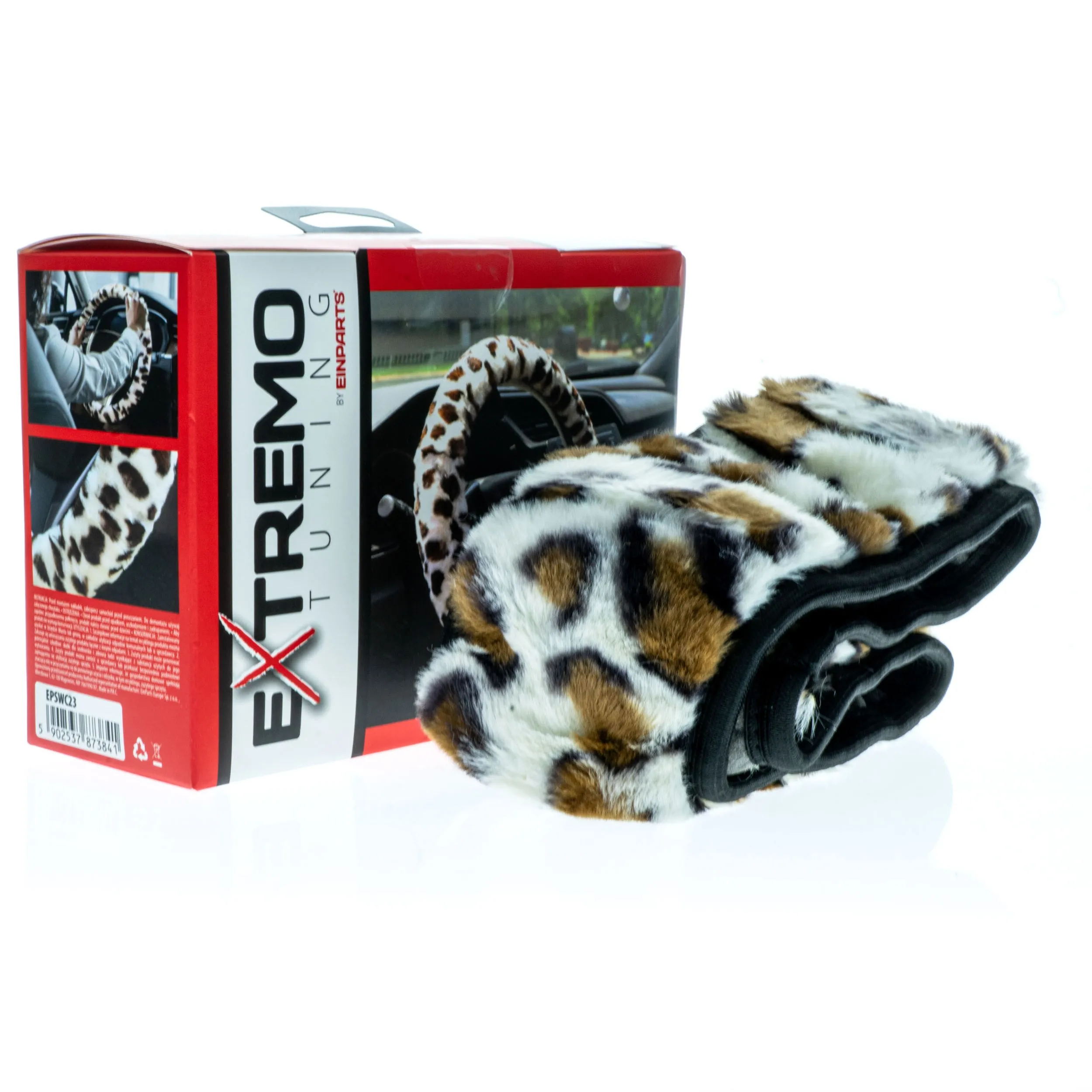 EPSWC23 Potah na volant – Vzor leopard – Velikost 37–39 cm