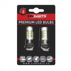 EPL166 LED žárovky P27/7W (22 x SMD 5730) 6000K/oranžová CANBUS DRL+ Blinkr