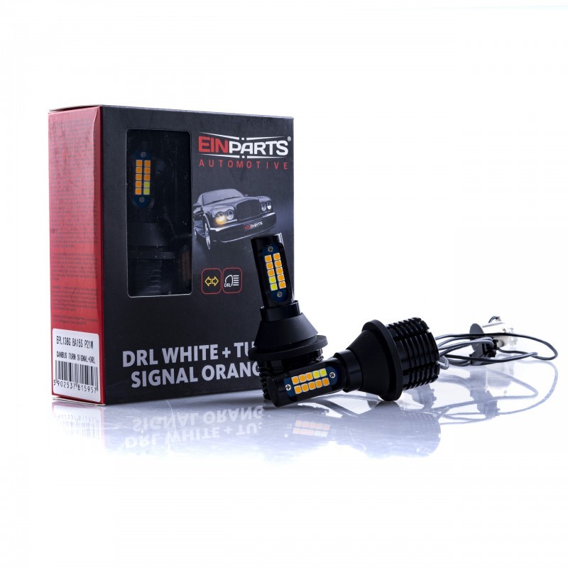 PY21W LED žárovky 30W (12 x CREE) 6000K/oranžová CANBUS DRL+ Blinkr