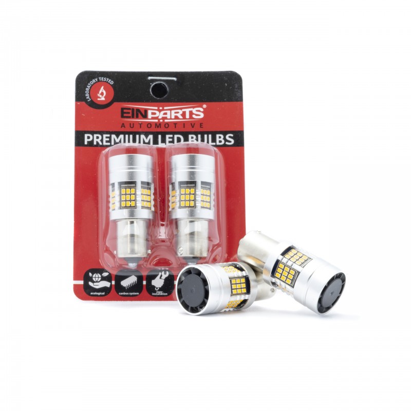 P21W LED žárovky (54 x SMD 2016) jantar CANBUS