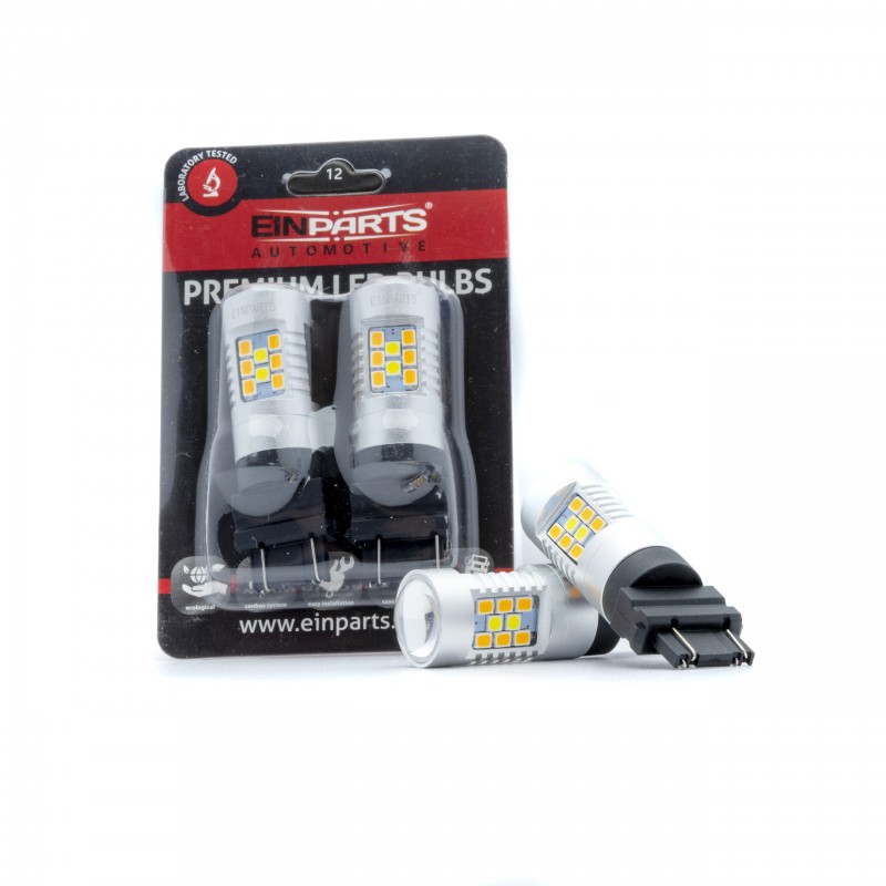 P27/7W LED žárovky (24 x SMD 3030) 6000K/oranžová CANBUS