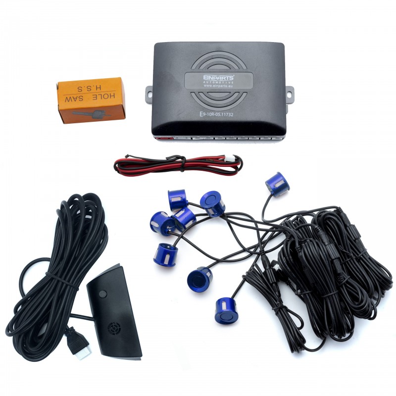 EPP8300 Parkovací Asistent s Displejem (8 královsky modrých senzorů)