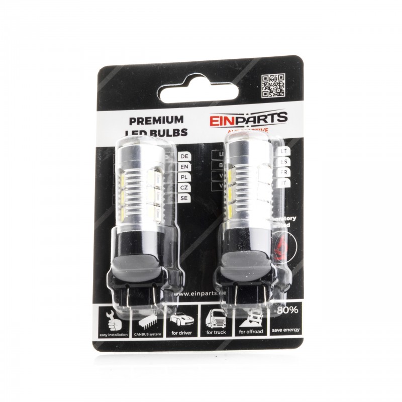 P27/7W LED žárovky (22 x SMD 5730) 6000K/oranžová CANBUS DRL+ Blinkr