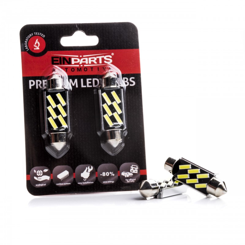 C10W LED žárovky (6 x SMD 7020) 39mm 6000K CANBUS