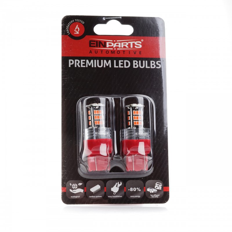 W21/5W LED žárovky (30 x SMD 3020) červená CANBUS