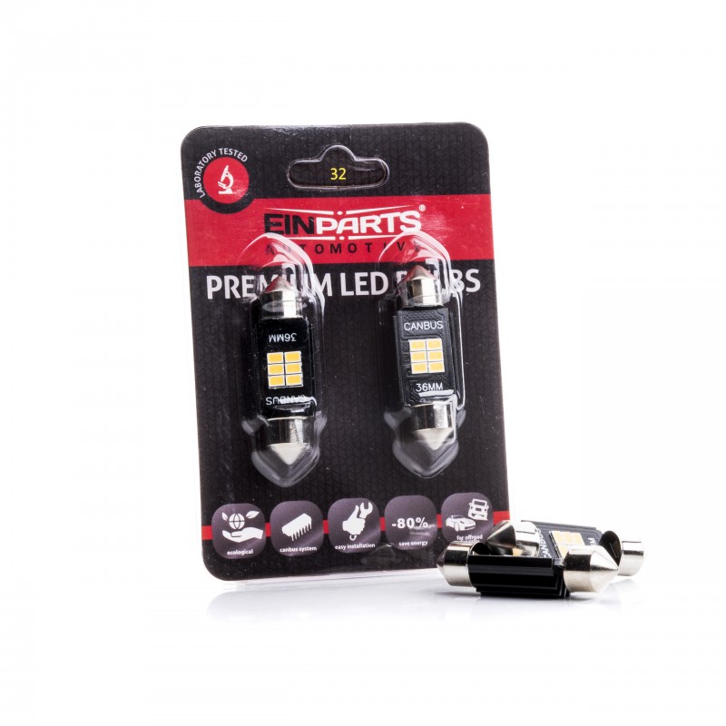 C5W LED žárovky (6 x SMD 2016) 36mm 6000K CANBUS