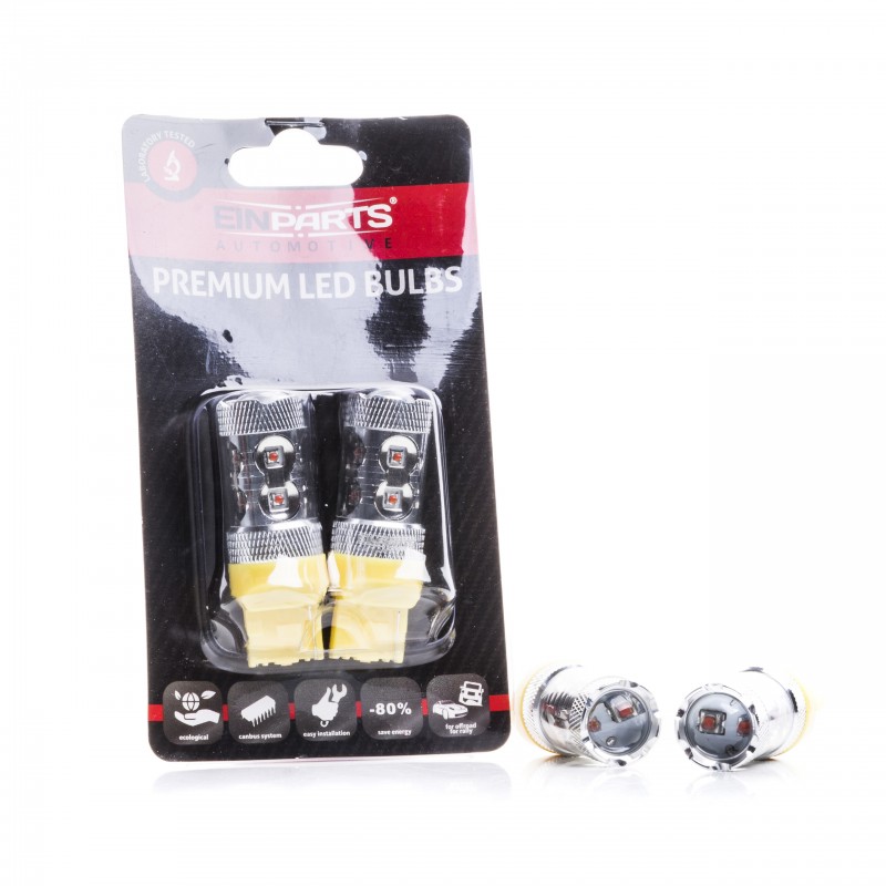 W21W LED žárovky 50W (10 x CREE) oranžová 12/24V