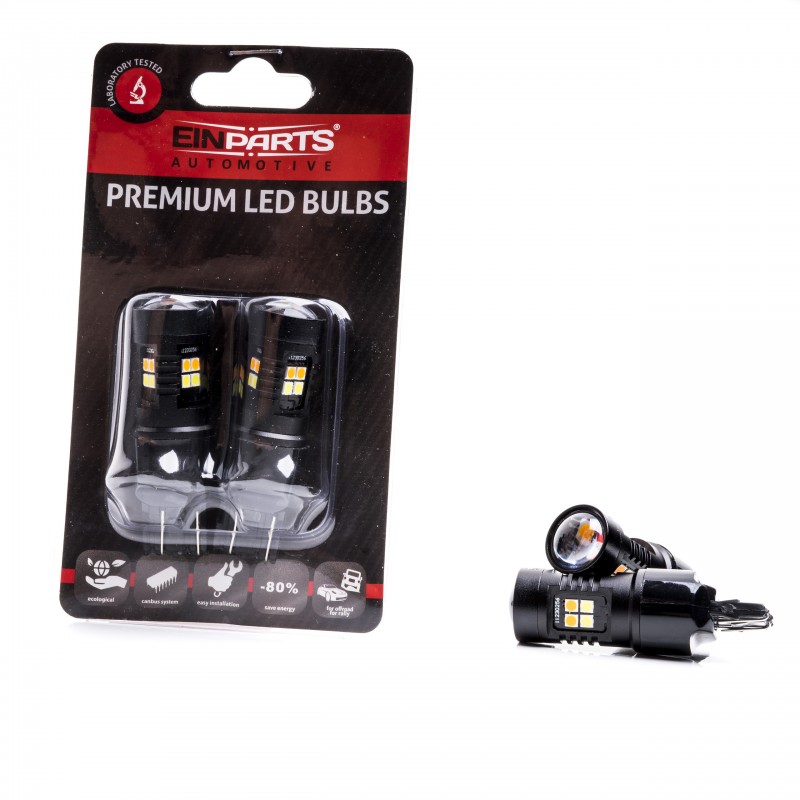 W21/5W LED žárovky (16 x SMD 3030) 6000K/oranžová