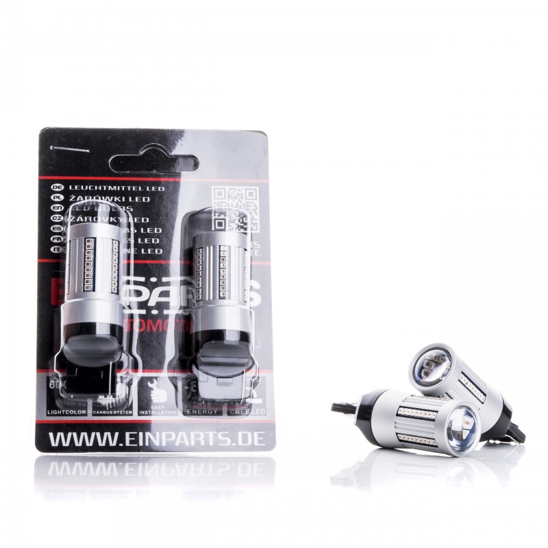 W21W LED žárovky (66 x SMD 2016) červená CANBUS