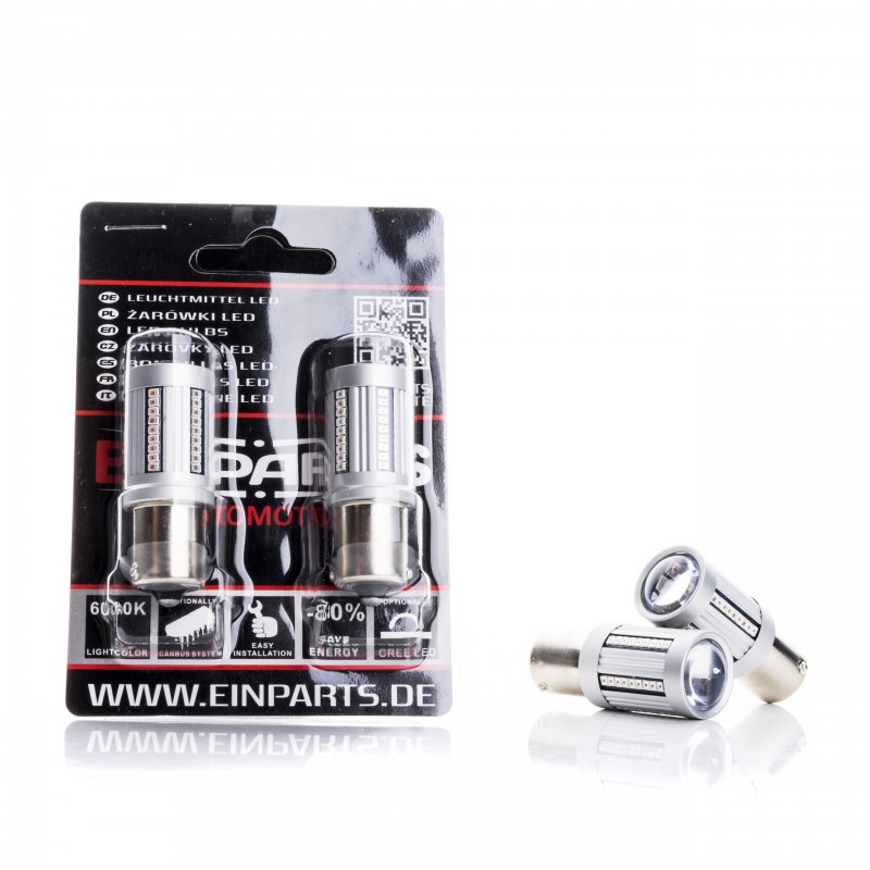 P21W LED žárovky (66 x SMD 2016) červená CANBUS