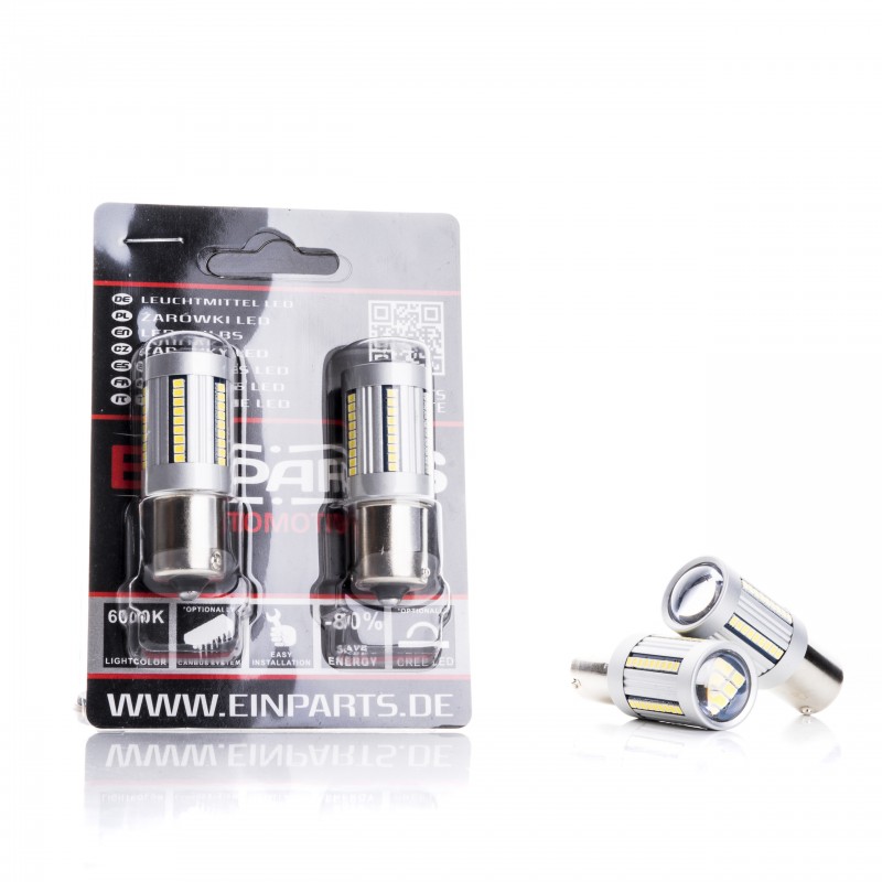 P21W LED žárovky (66 x SMD 2016) 6000K CANBUS