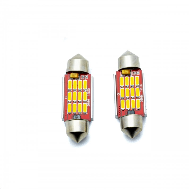 C5W LED žárovky (12 x SMD 4014) 36mm 5000K CANBUS 12/24V