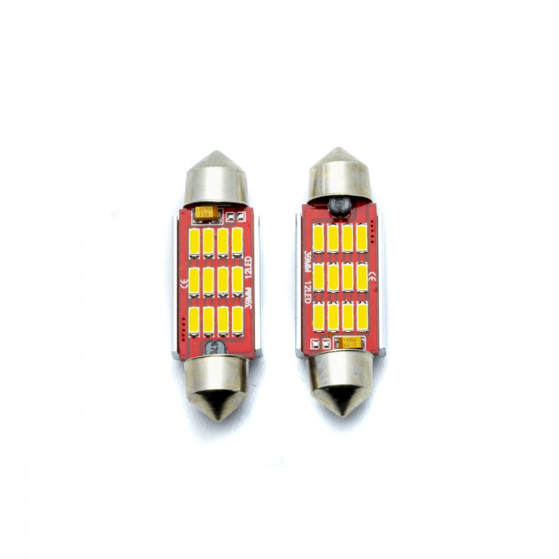 C10W LED žárovky (12 x SMD 4014) 39mm 5000K CANBUS 12/24V