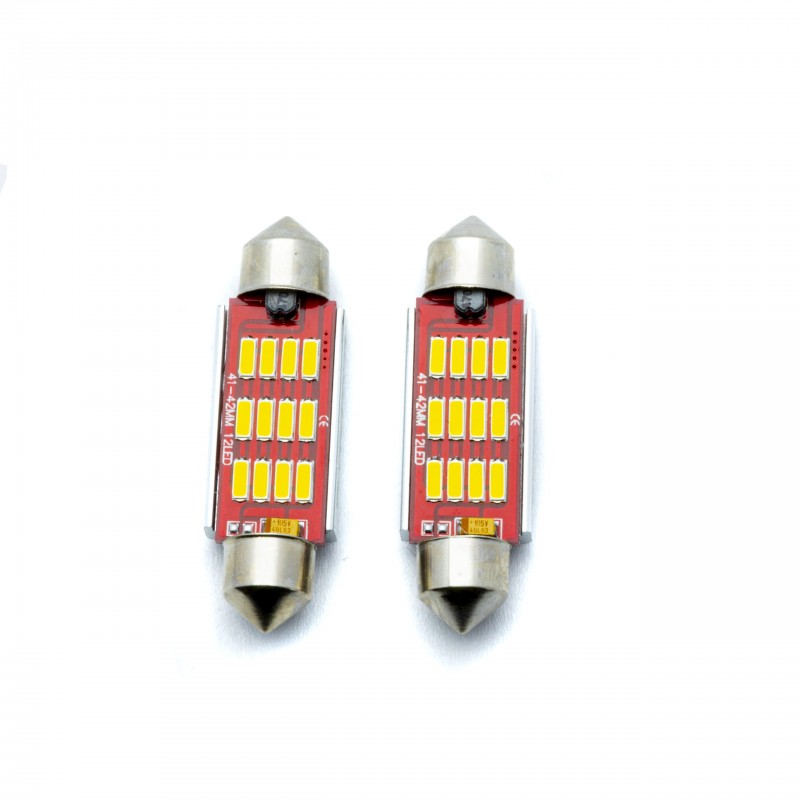 C10W LED žárovky (12 x SMD 4014) 39mm 5000K CANBUS 12/24V