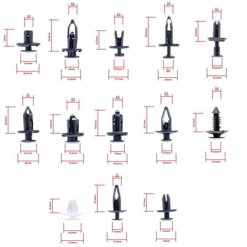 Spony do auta (232 ks) s nářadím