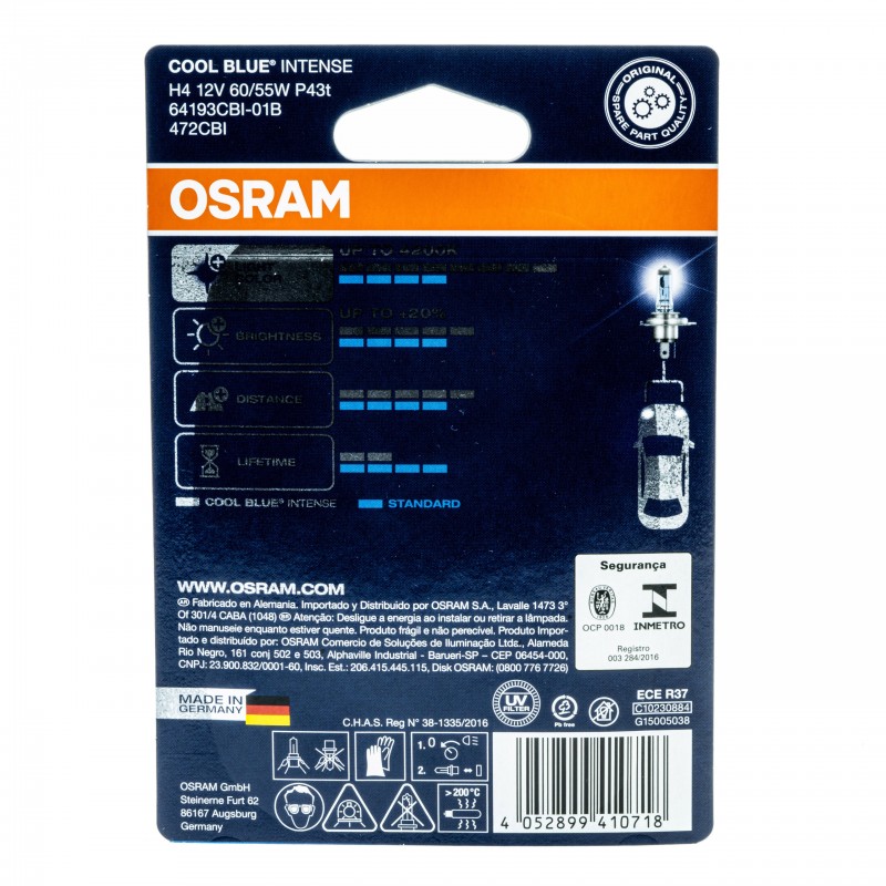 H4 Halogenová žárovka 55/60W (OSRAM Cool Blue Intense) 4200K