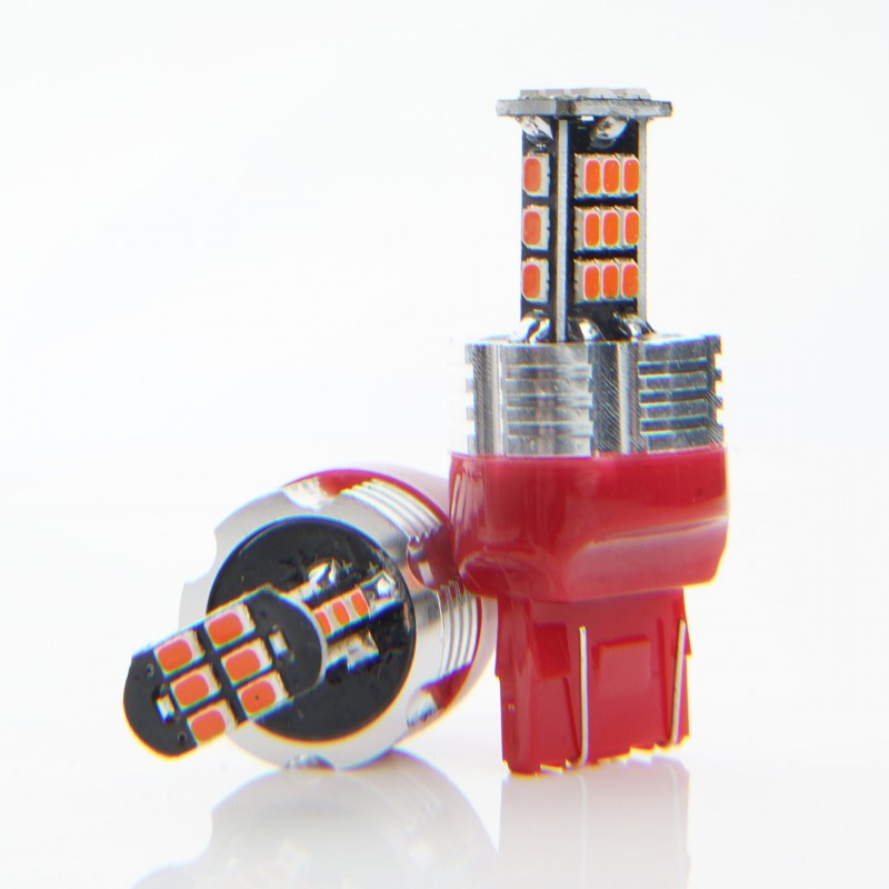 W21/5W LED žárovky (30 x SMD 3020) červená CANBUS