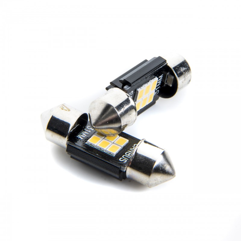 C5W LED žárovky (6 x SMD 2016) 32mm 6000K CANBUS