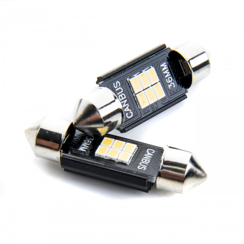 C5W LED žárovky (6 x SMD 2016) 36mm 6000K CANBUS