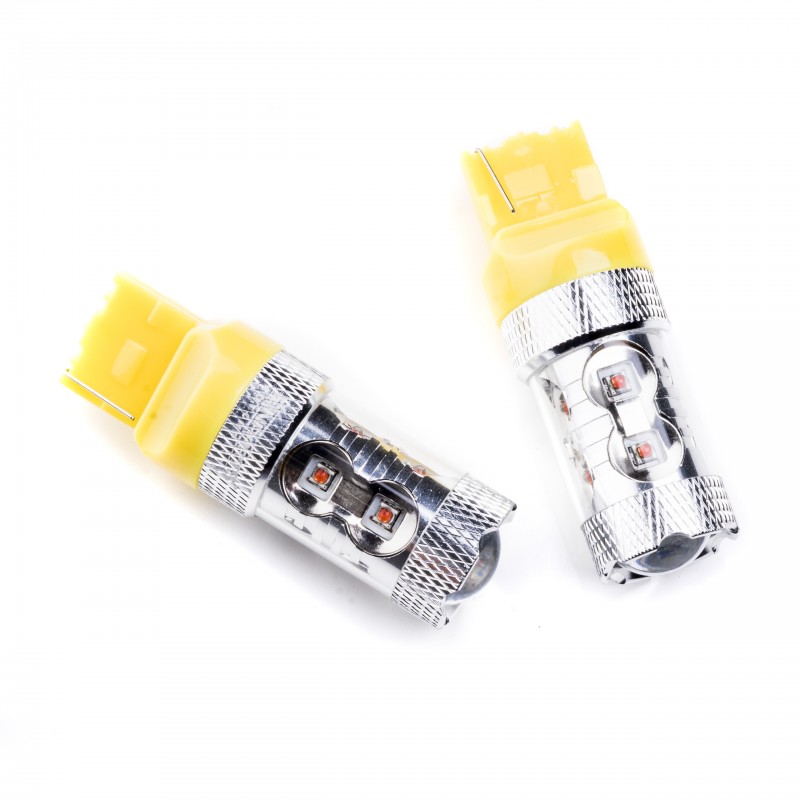 W21W LED žárovky 50W (10 x CREE) oranžová 12/24V