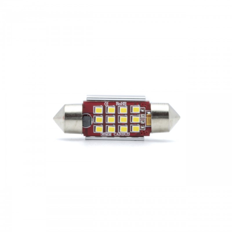 C5W LED žárovky (12 x SMD 2016) 36mm 6000K CANBUS 12/24V