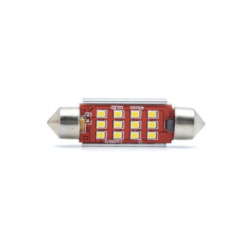 C5W LED žárovky (12 x SMD 2016) 42mm 6000K CANBUS 12/24V