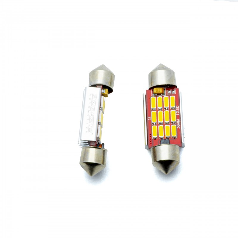 C5W LED žárovky (12 x SMD 4014) 36mm 5000K CANBUS 12/24V