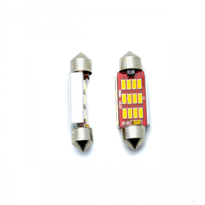 C10W LED žárovky (12 x SMD 4014) 39mm 5000K CANBUS 12/24V