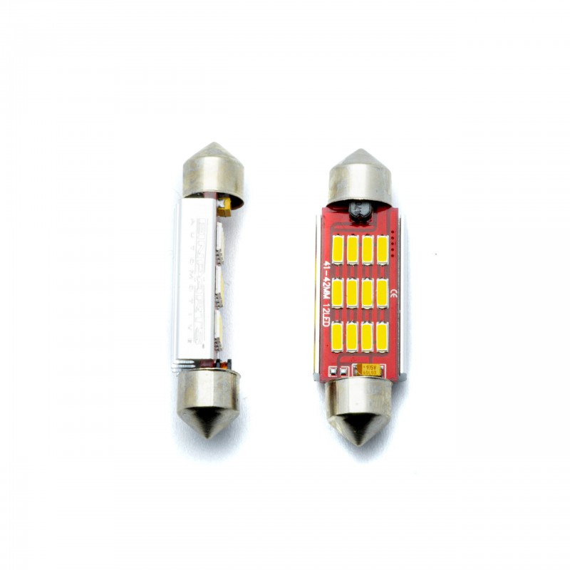 C10W LED žárovky (12 x SMD 4014) 39mm 5000K CANBUS 12/24V