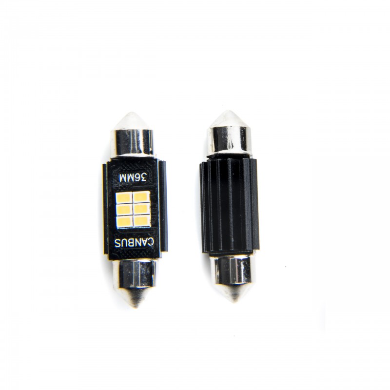 C5W LED žárovky (6 x SMD 2016) 36mm 6000K CANBUS