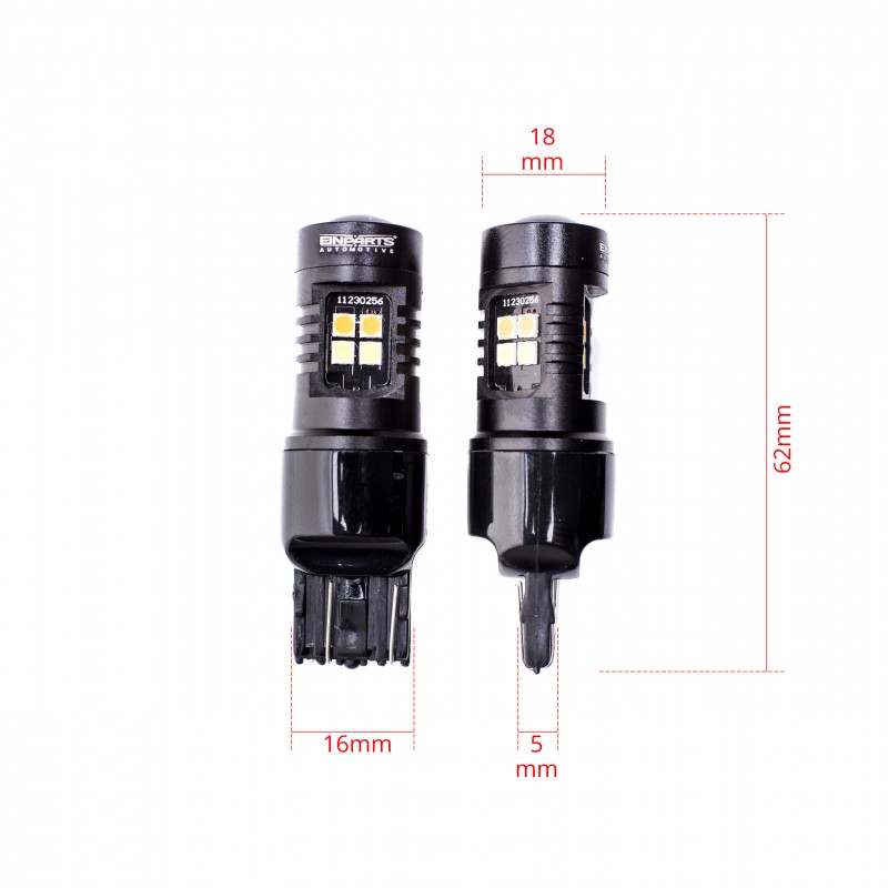 W21/5W LED žárovky (16 x SMD 3030) 6000K/oranžová