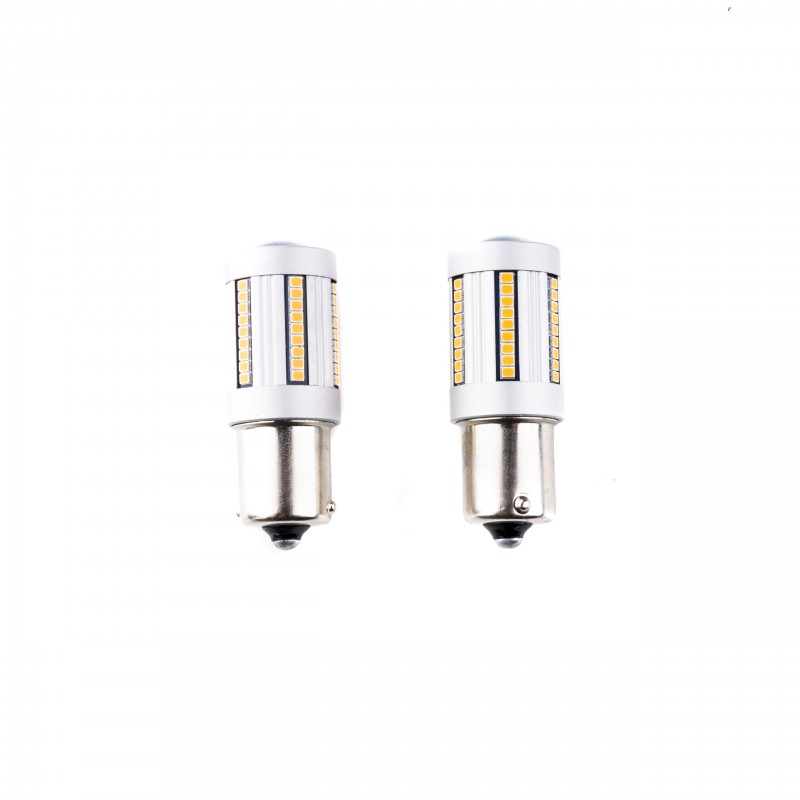 P21W LED žárovky (66 x SMD 2016) oranžová CANBUS