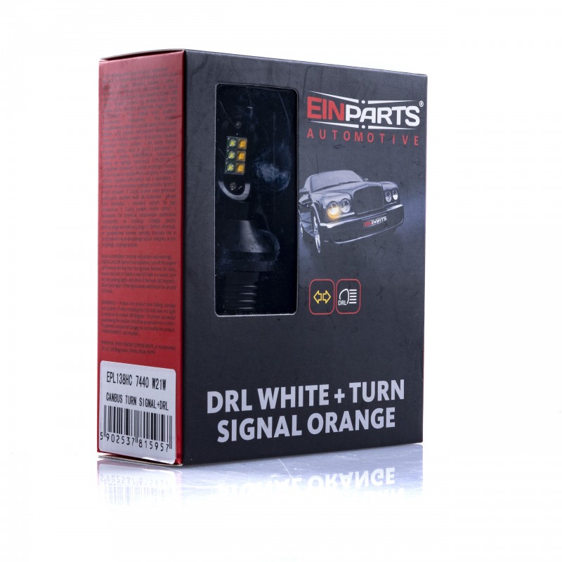 W21W LED žárovky 30W (12 x CREE) 6000K/oranžová CANBUS DRL+ Blinkr