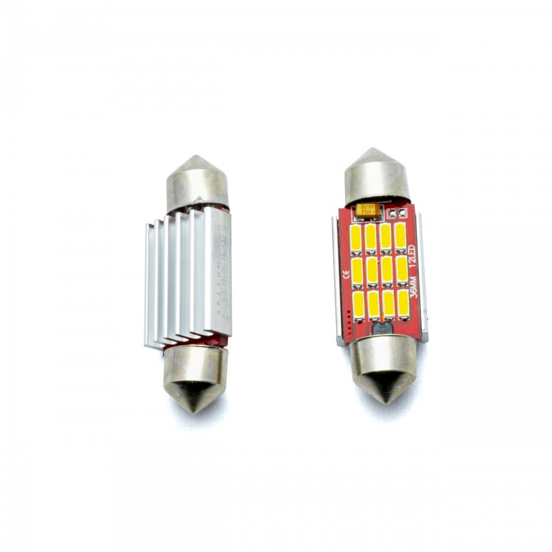 C5W LED žárovky (12 x SMD 4014) 36mm 5000K CANBUS 12/24V