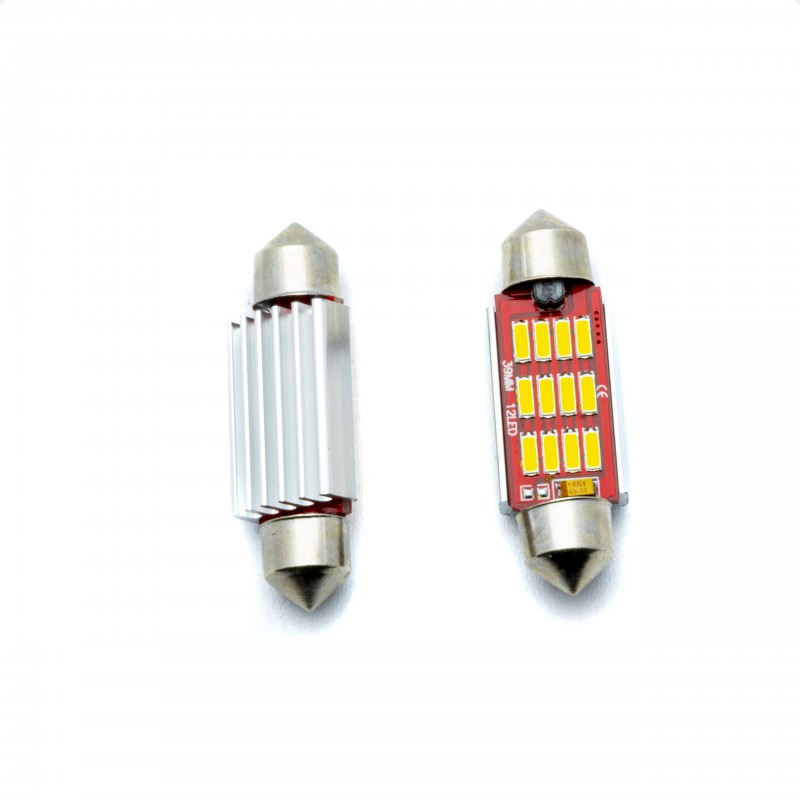 C10W LED žárovky (12 x SMD 4014) 39mm 5000K CANBUS 12/24V