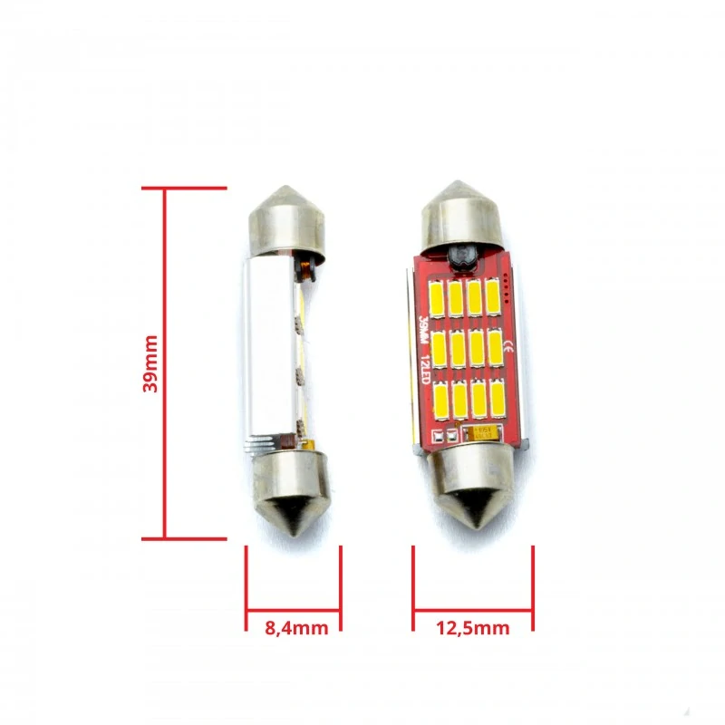 EPL307 LED žárovky C10W (12 x SMD 4014) 39mm 5000K CANBUS 12/24V