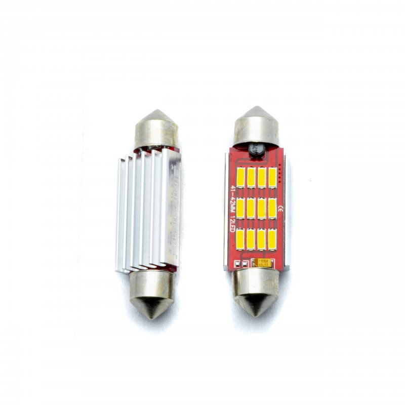 C10W LED žárovky (12 x SMD 4014) 39mm 5000K CANBUS 12/24V