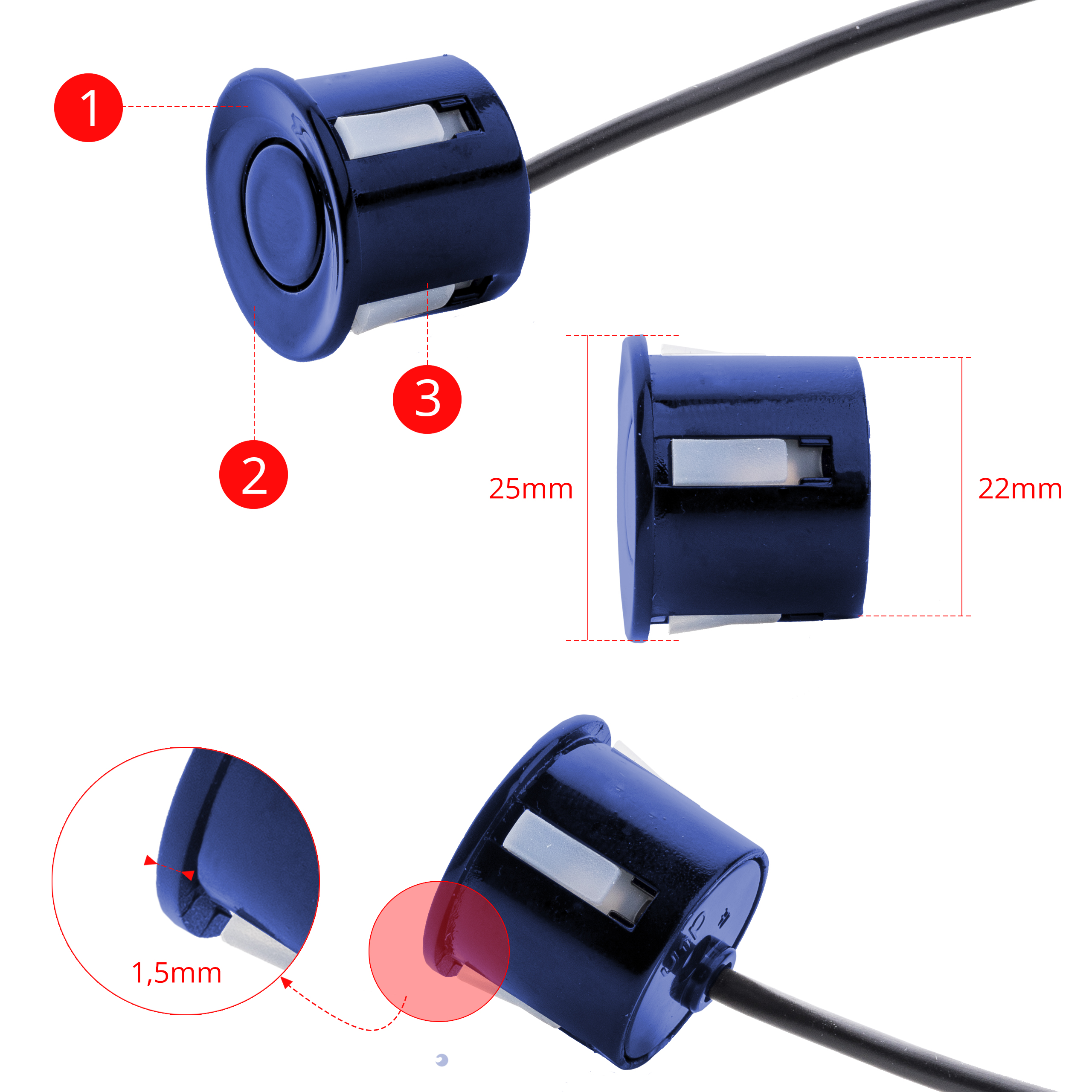 EPP5400 EinParts parkovací asistent (modré senzory)