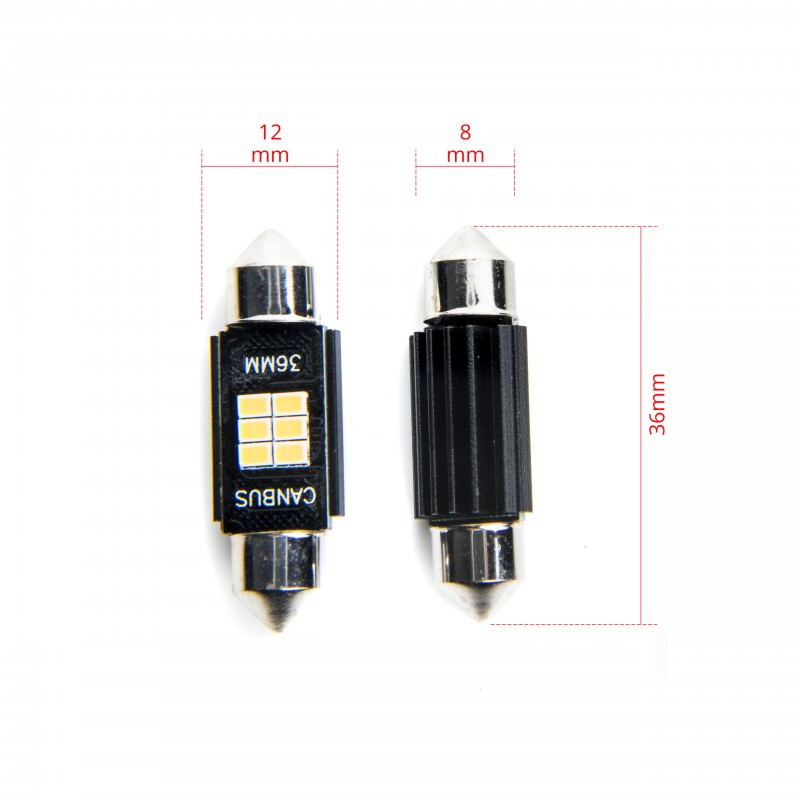 C5W LED žárovky (6 x SMD 2016) 36mm 6000K CANBUS