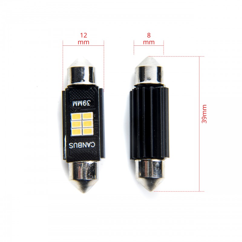 C10W LED žárovky (6 x SMD 2016) 39mm 6000K CANBUS