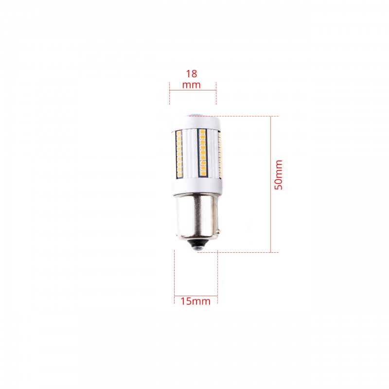 P21W LED žárovky (66 x SMD 2016) oranžová CANBUS