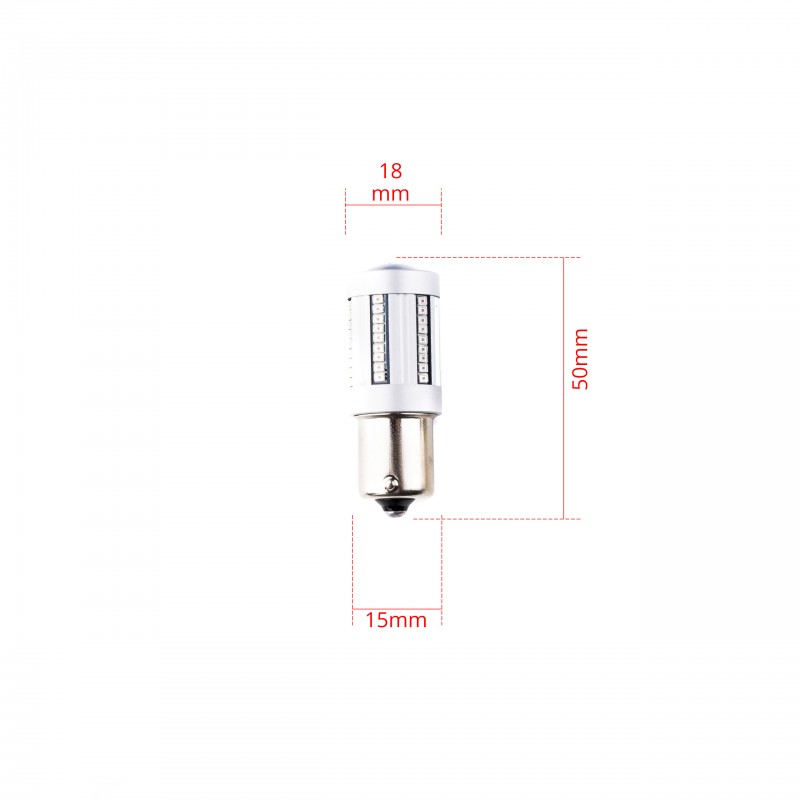 P21W LED žárovky (66 x SMD 2016) červená CANBUS