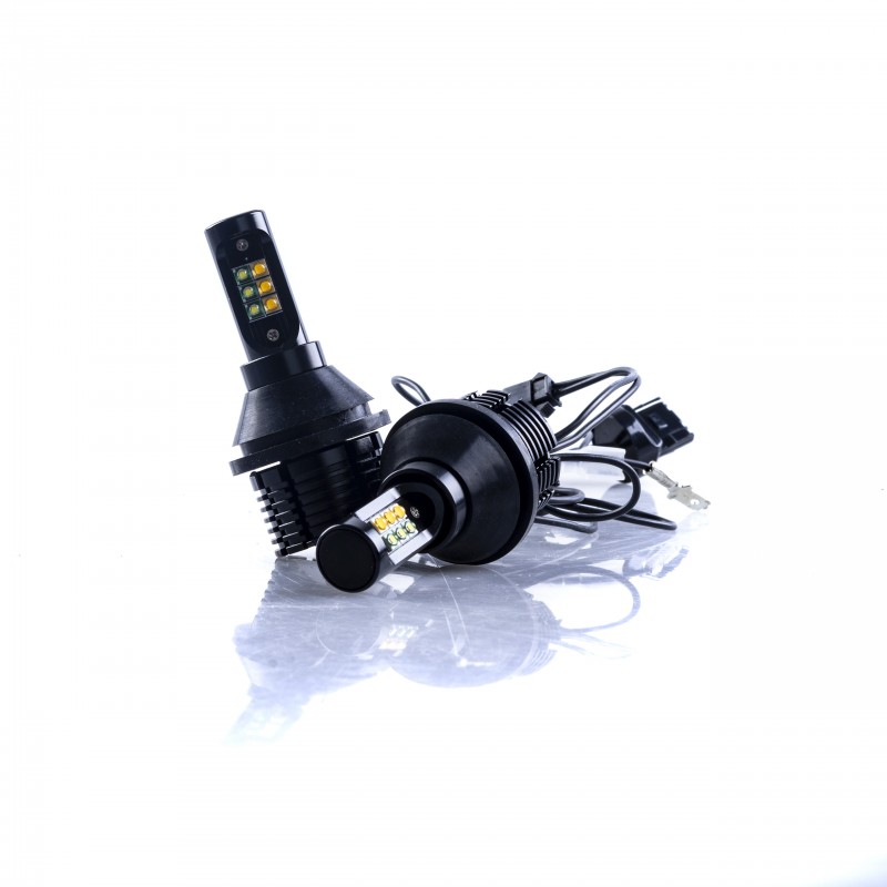 W21W LED žárovky 30W (12 x CREE) 6000K/oranžová CANBUS DRL+ Blinkr