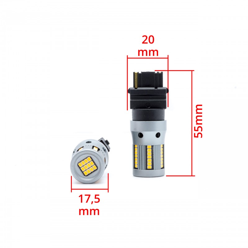 P27W LED žárovky (66 x SMD 2016) oranžová CANBUS
