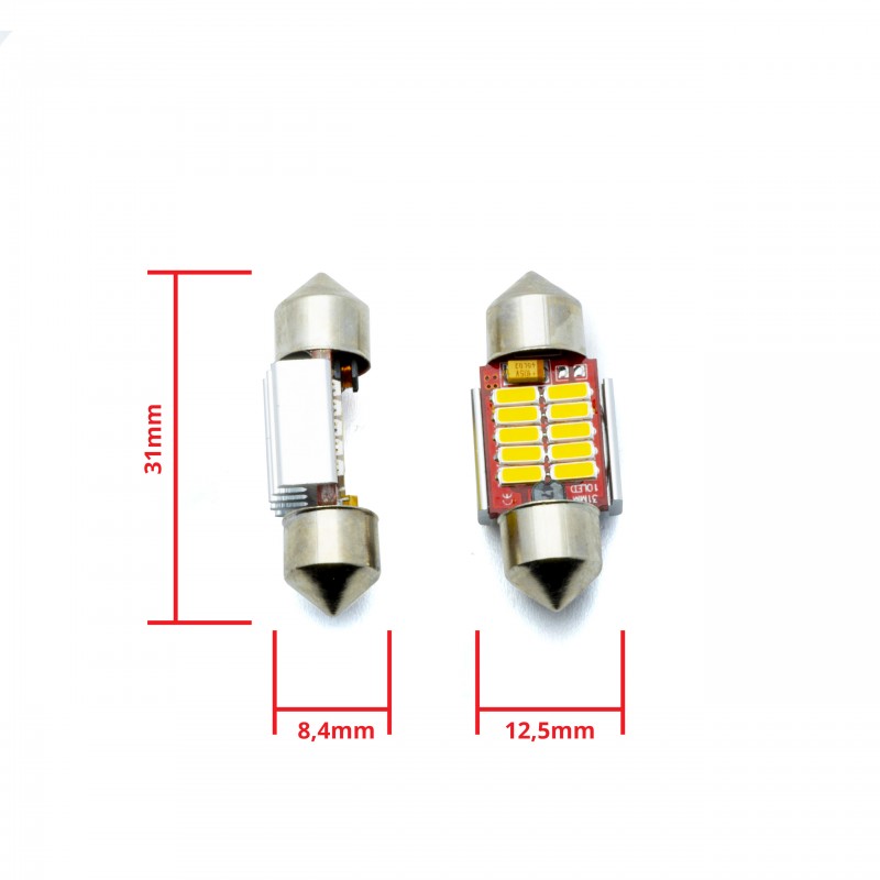 C5W LED žárovky (12 x SMD 4014) 31mm 5000K CANBUS 12/24V