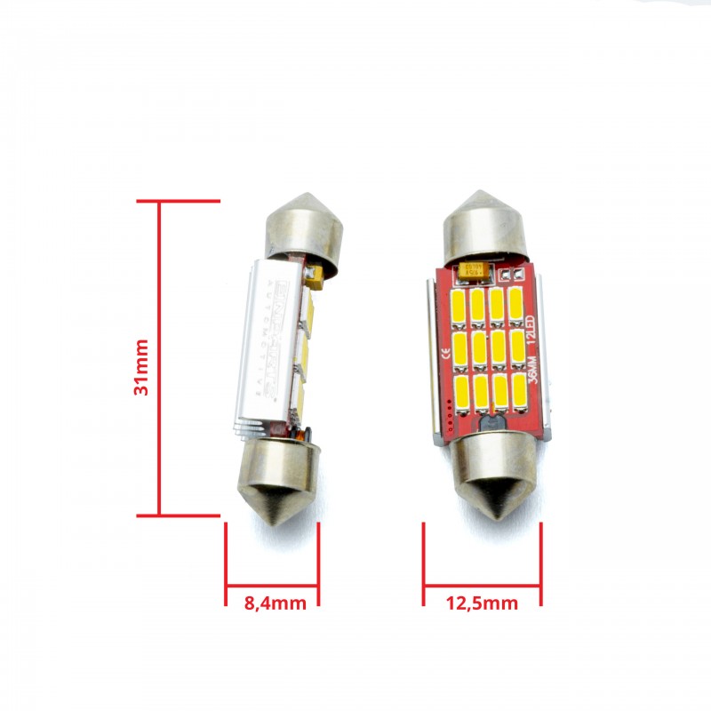 C5W LED žárovky (12 x SMD 4014) 36mm 5000K CANBUS 12/24V