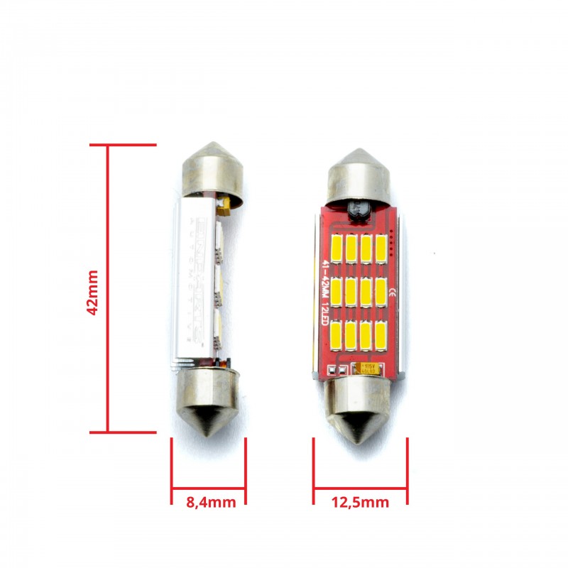 C10W LED žárovky (12 x SMD 4014) 39mm 5000K CANBUS 12/24V