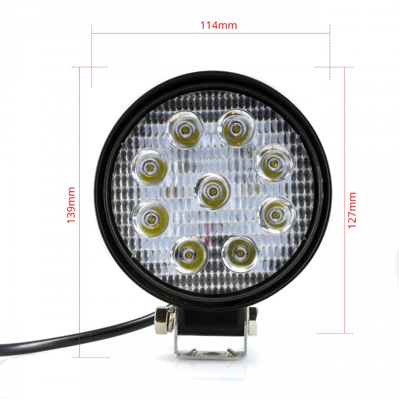 LED Pracovní světlo 9W (9 x 1W EPISTAR) 60° (kulaté)