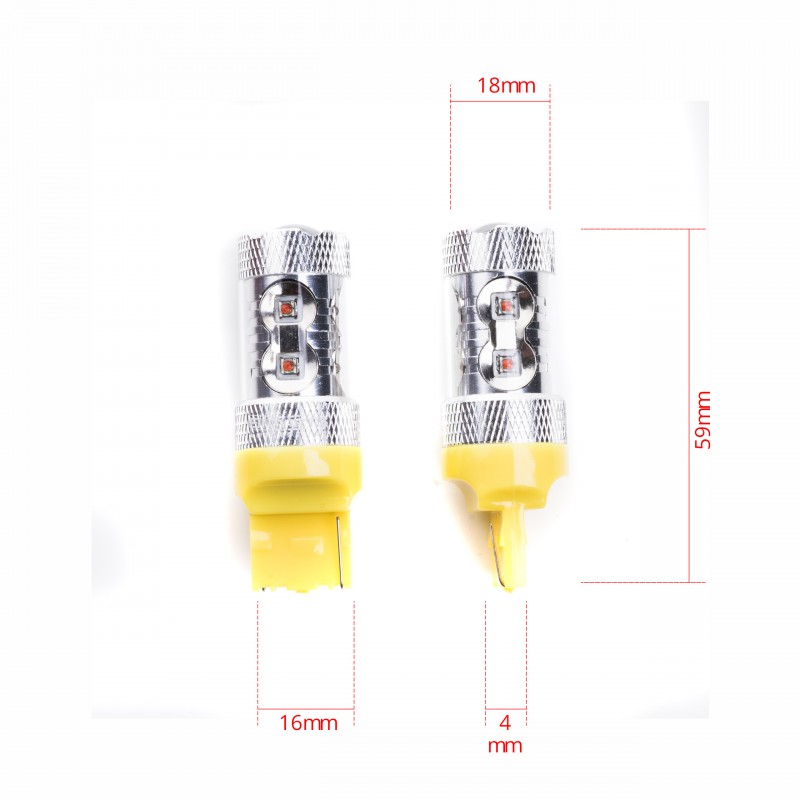 W21W LED žárovky 50W (10 x CREE) oranžová 12/24V